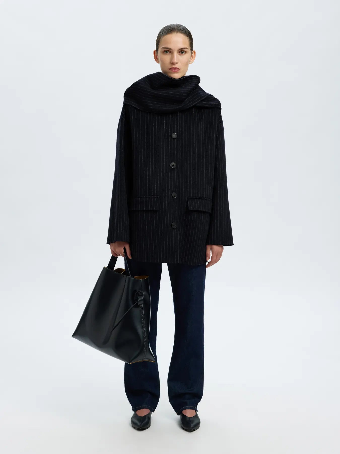 Selected Femme Pam Pinstripe Jacket - Navy