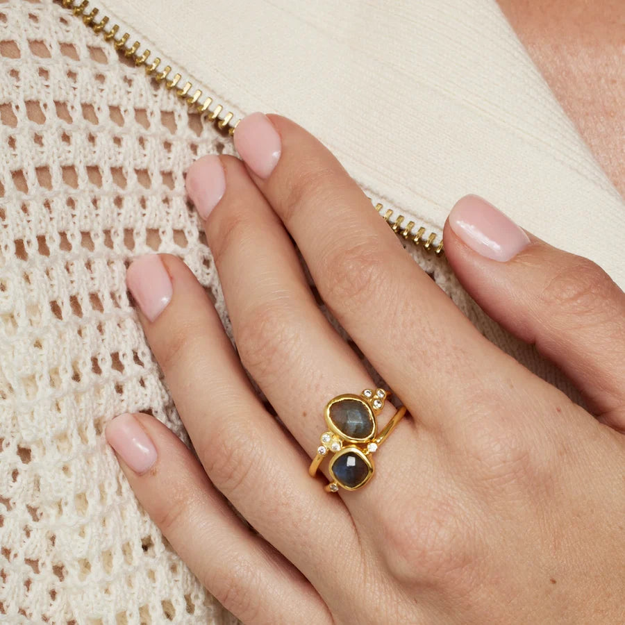 Ashiana Naples Stacking Ring Set - Labradorite