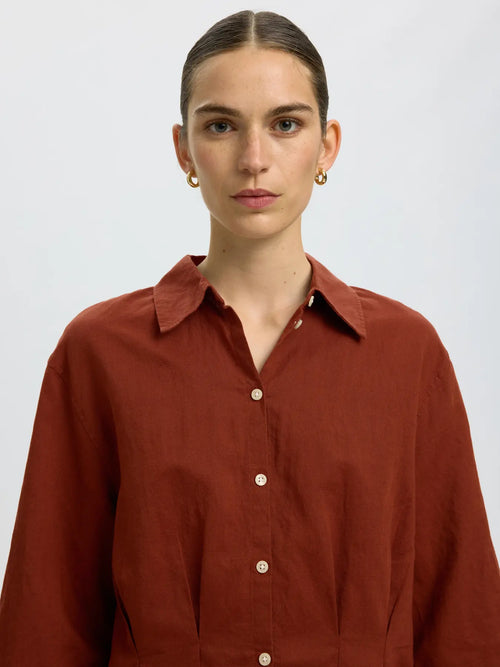 Selected Femme Cleo Cropped Shirt - Cherry