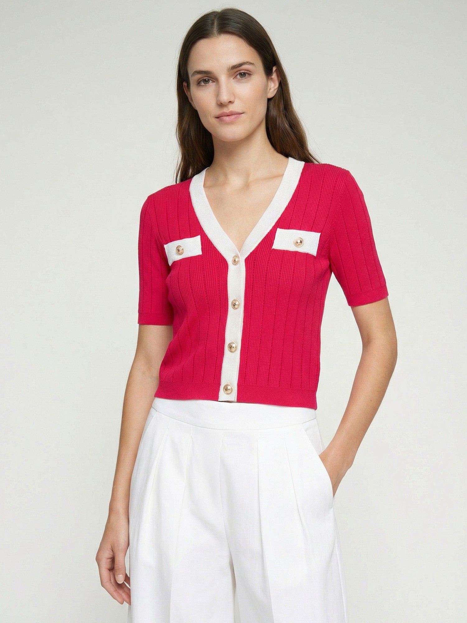 Vilagallo Rojo Crudo Cardigan