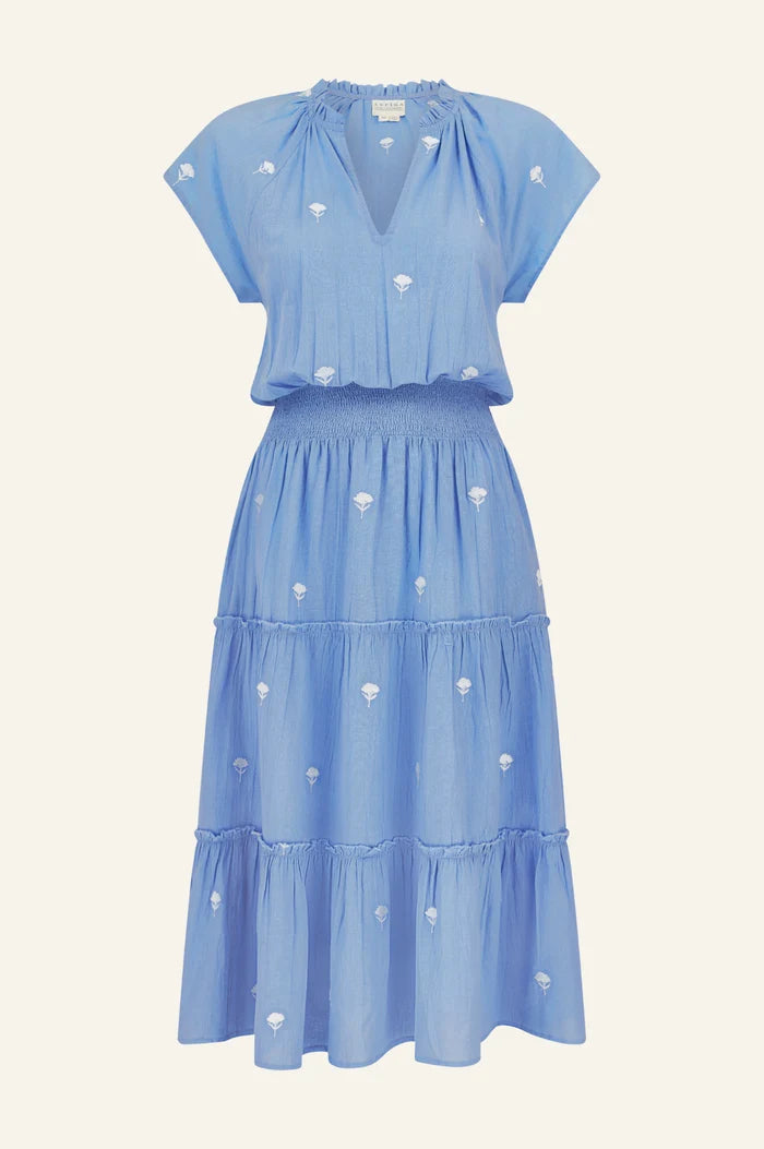 Aspiga Riley Embroidered Dress - Cornflower