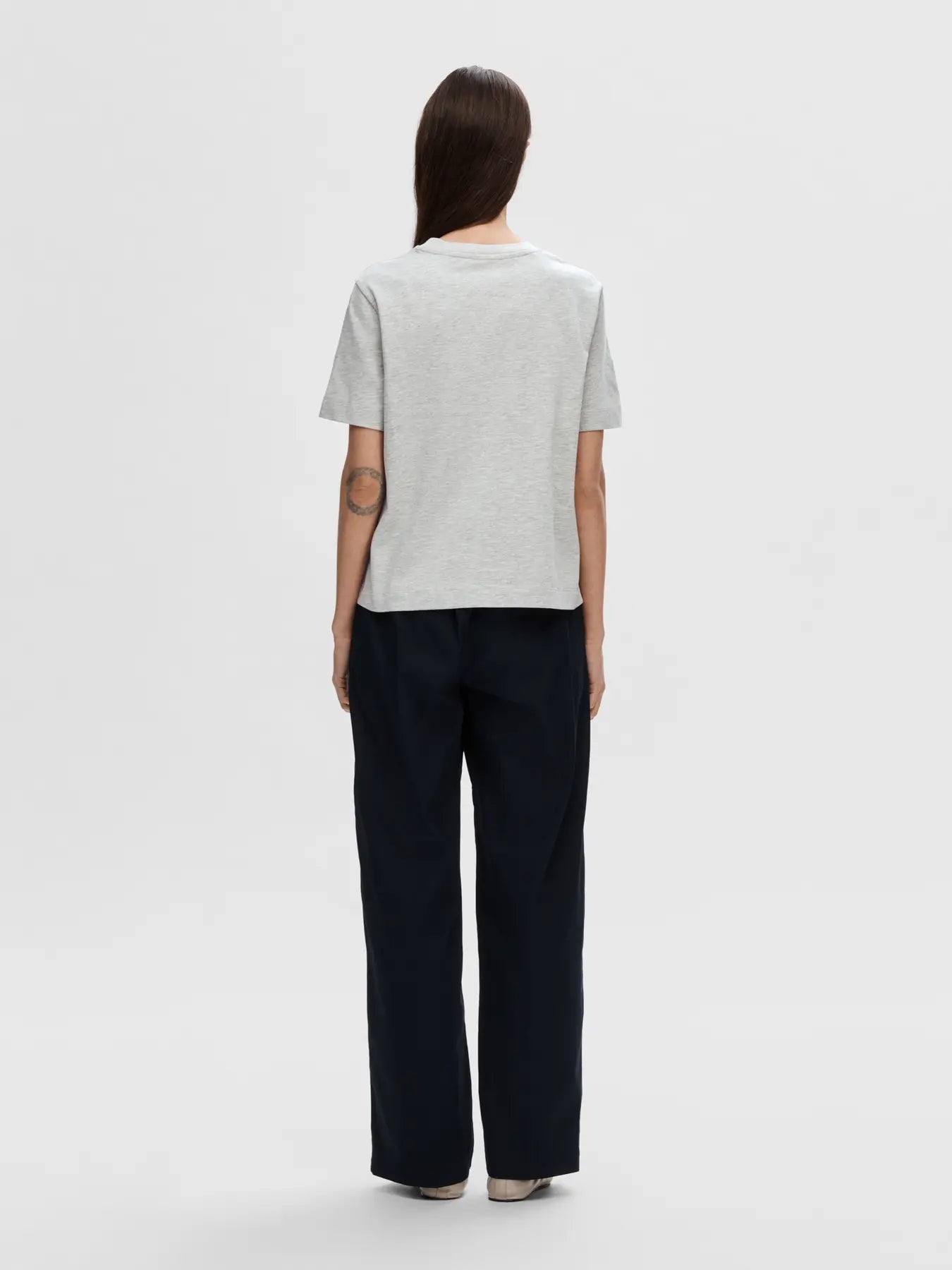 Selected Femme Essential Boxy Tee - Grey
