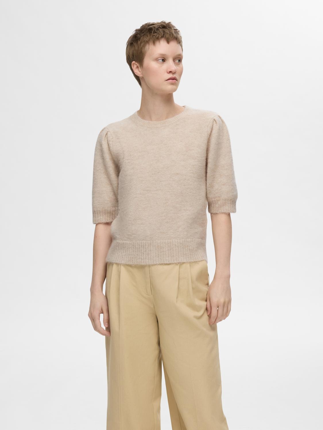 Selected Femme Lulu Short Sleeve Jumper - Birch