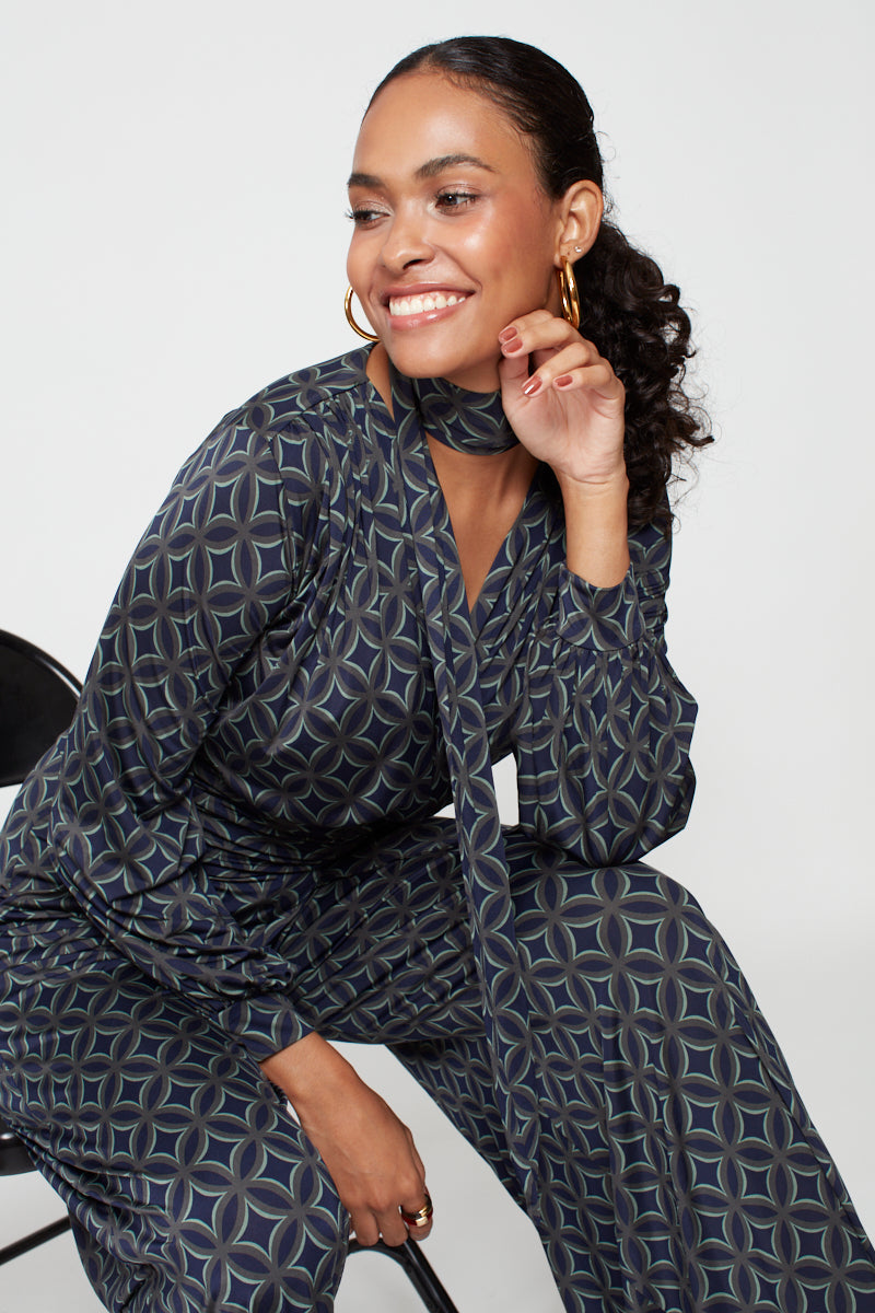 Onjenu Sharon Jumpsuit - Geo Green Print