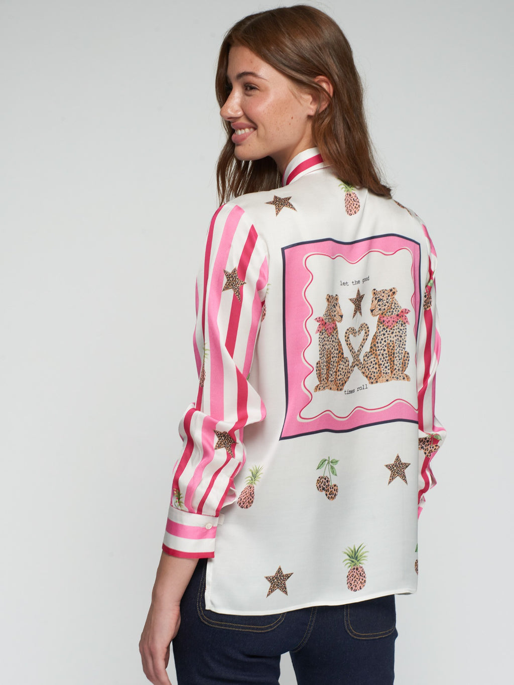 Vilagallo Pineapple Cherry Print Shirt