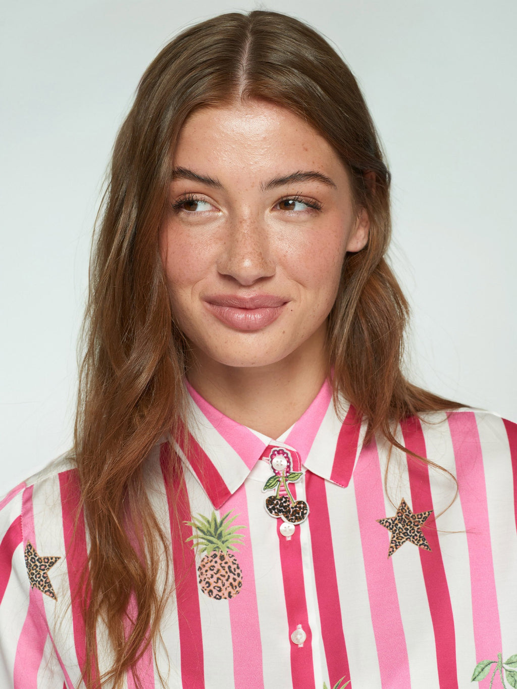 Vilagallo Pineapple Cherry Print Shirt