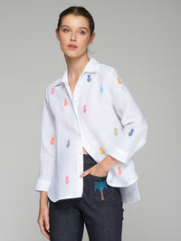 Vilagallo Pineapple Linen Shirt - White