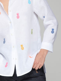 Vilagallo Pineapple Linen Shirt - White