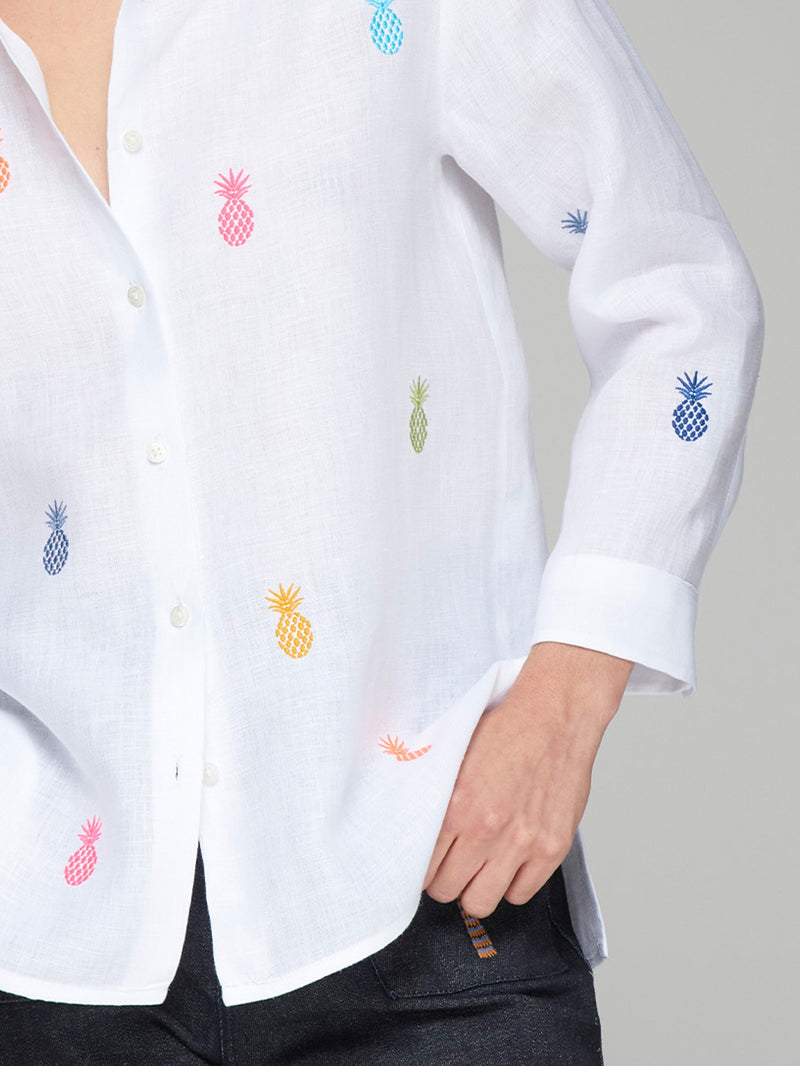 Vilagallo Pineapple Linen Shirt - White