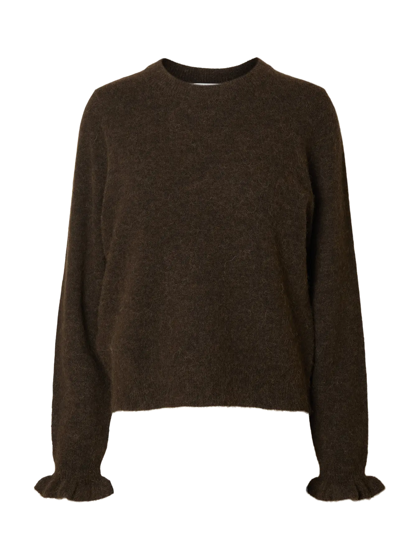 Selected Femme Lulu Frill Cuff Jumper - Brown