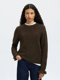 Selected Femme Lulu Frill Cuff Jumper - Brown