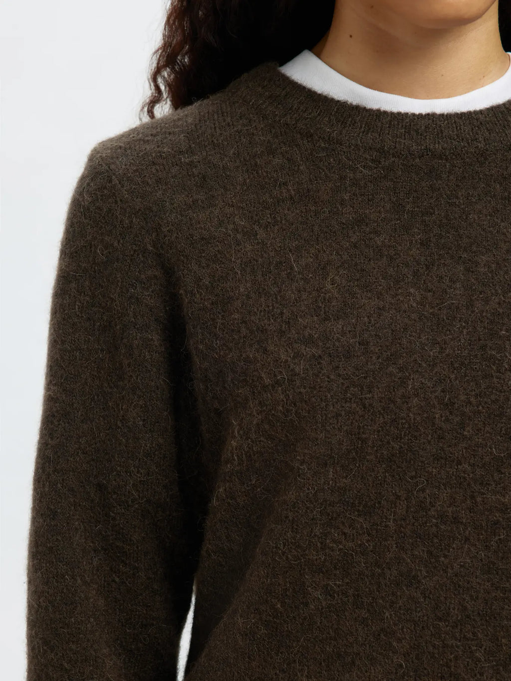 Selected Femme Lulu Frill Cuff Jumper - Brown