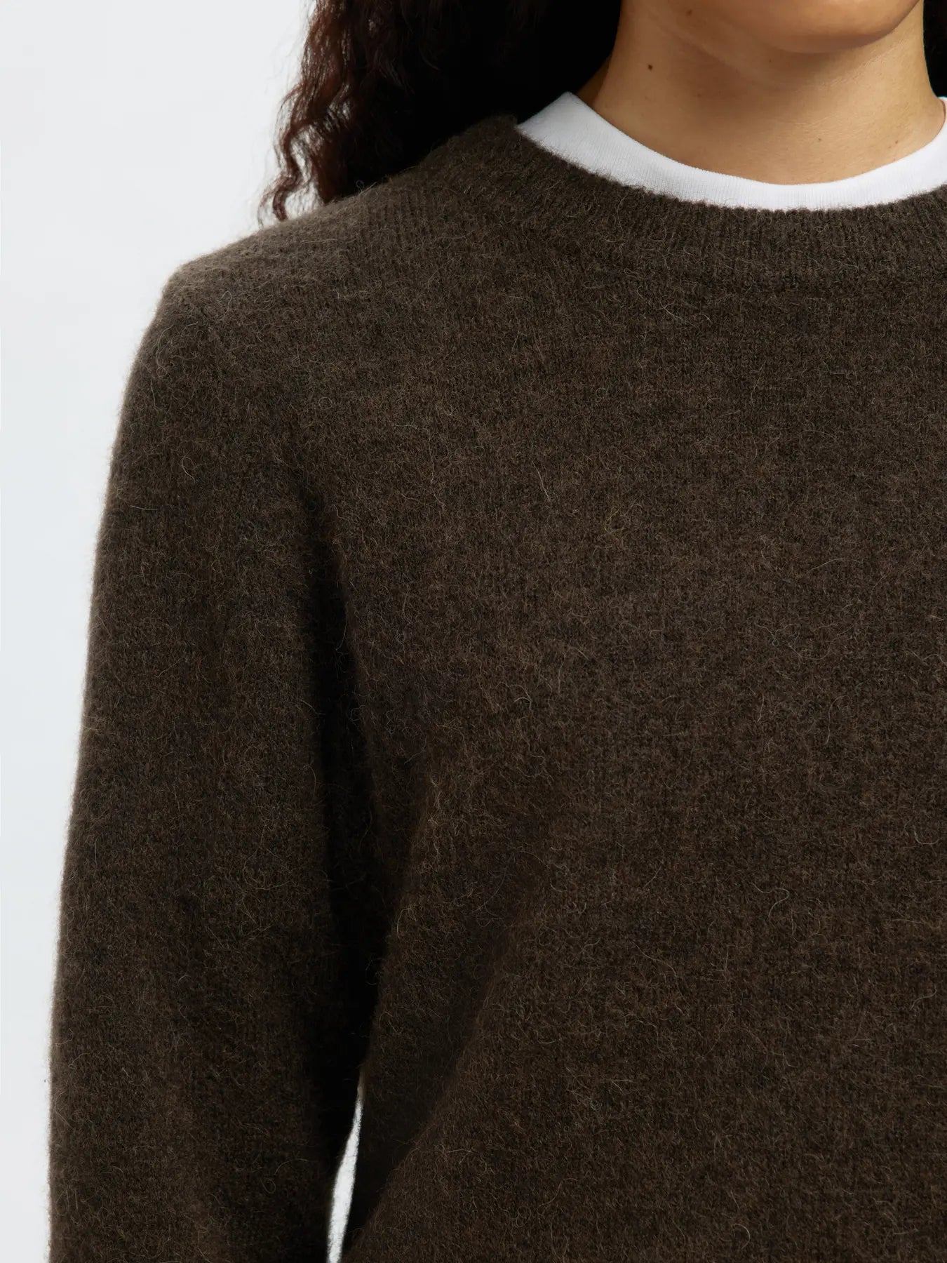 Selected Femme Lulu Frill Cuff Jumper - Brown