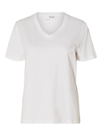 Selected Femme Essential V Neck Tee - White