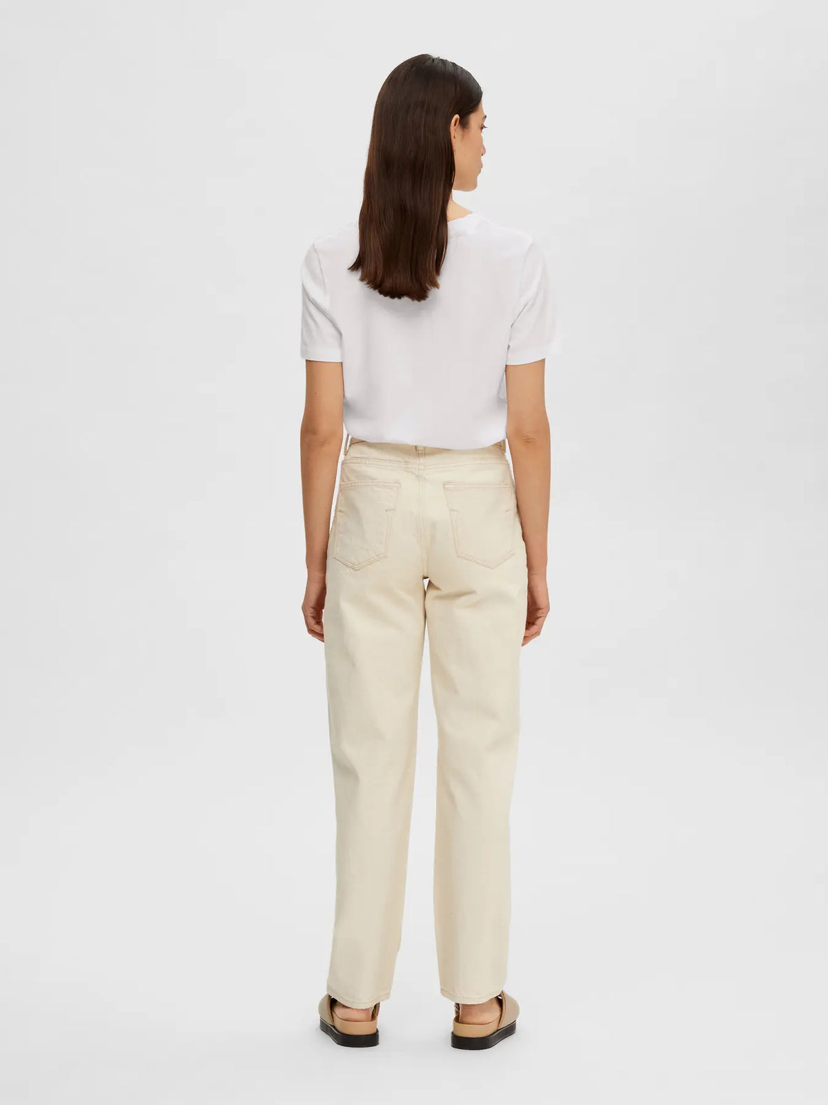 Selected Femme Essential V Neck Tee - White