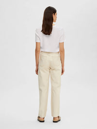 Selected Femme Essential V Neck Tee - White