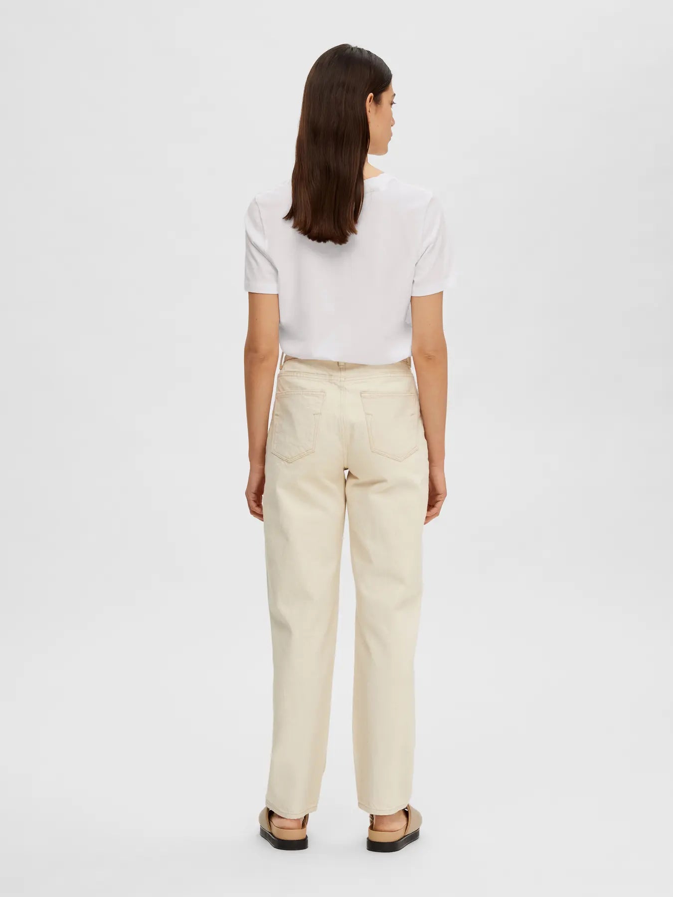 Selected Femme Essential V Neck Tee - White