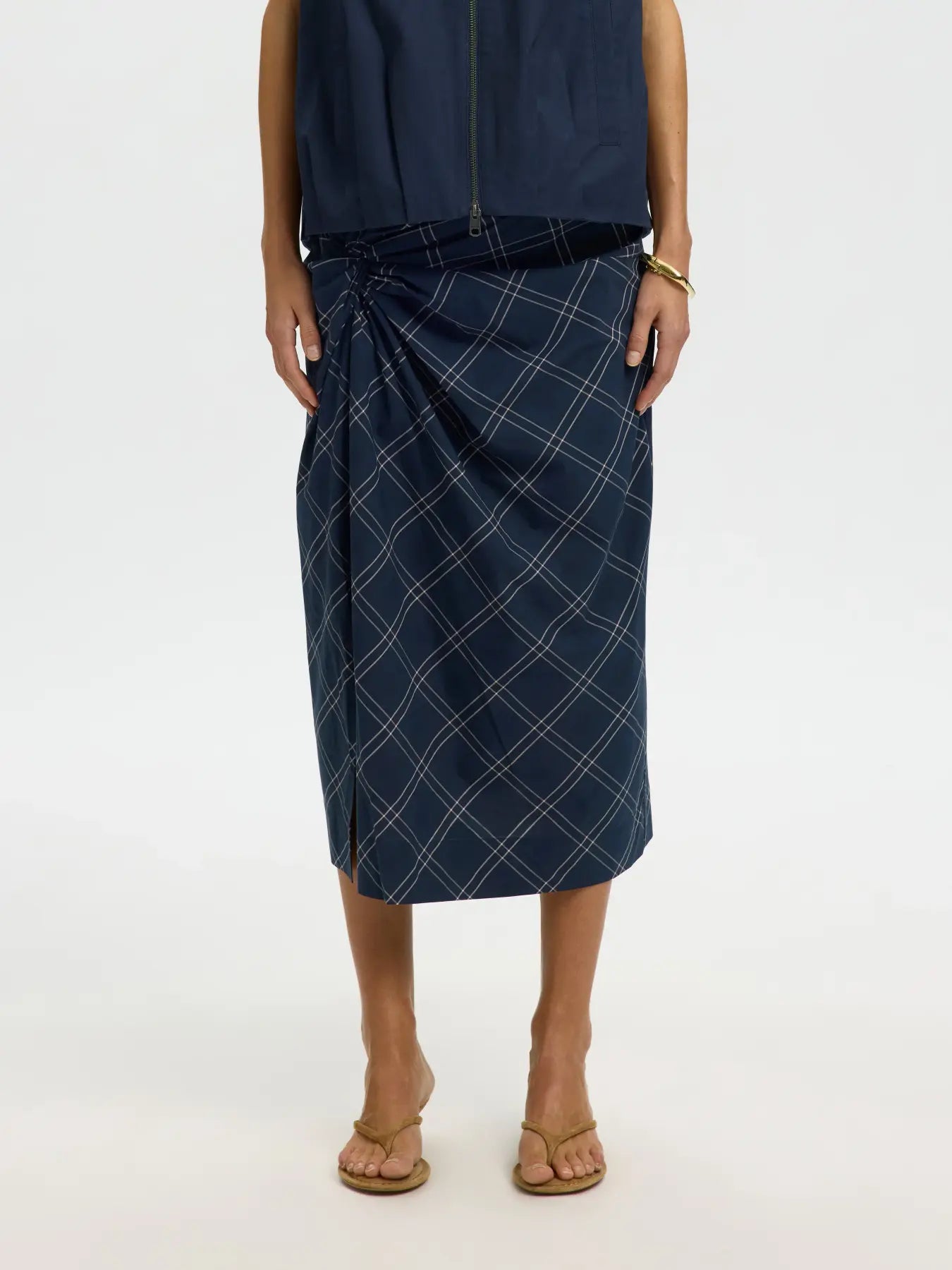 Selected Delia Twist Midi Skirt - Navy