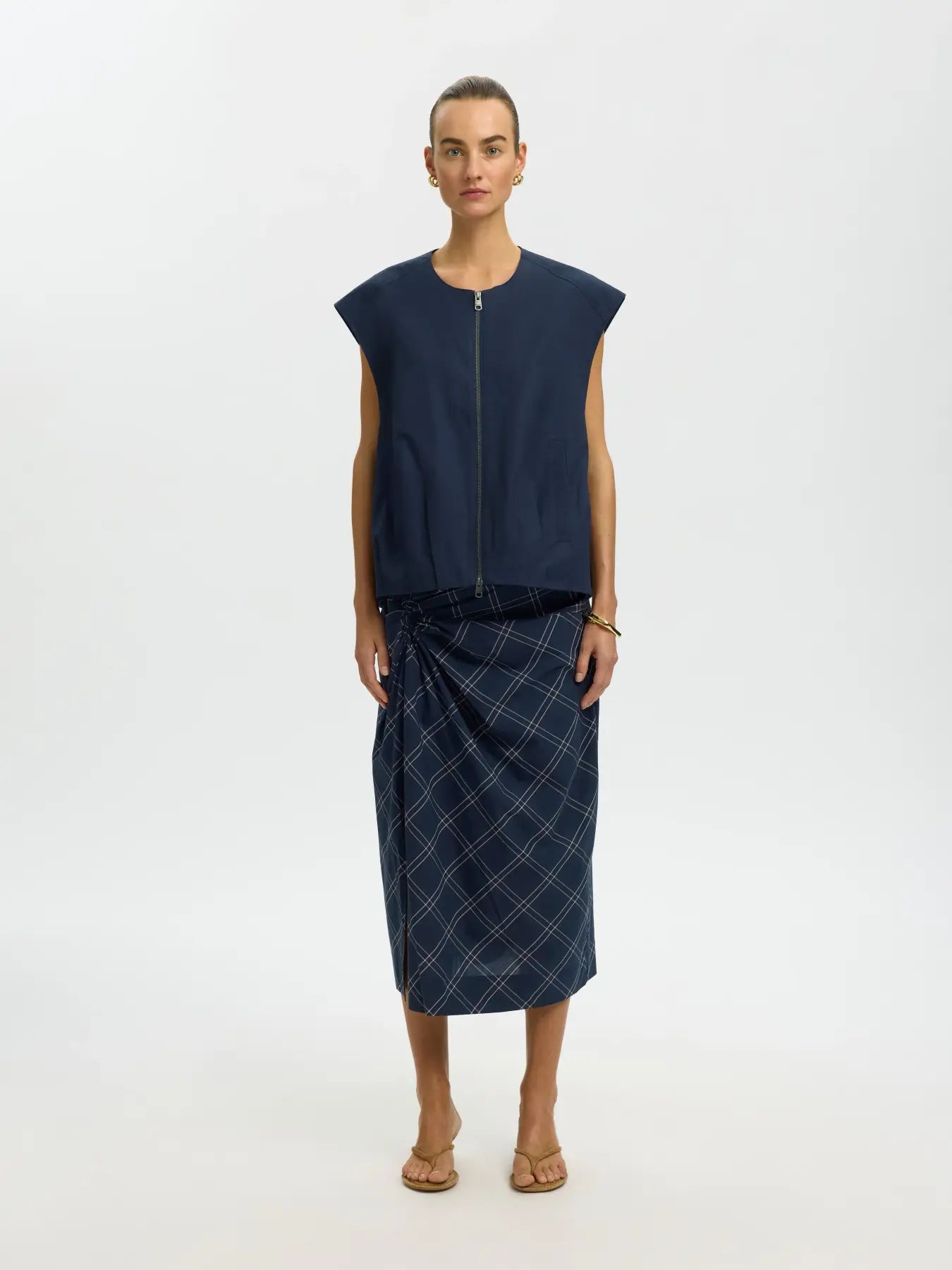 Selected Delia Twist Midi Skirt - Navy