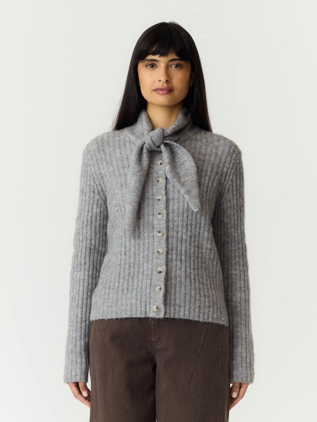 YAS Dolly Scarf Cardigan - Grey
