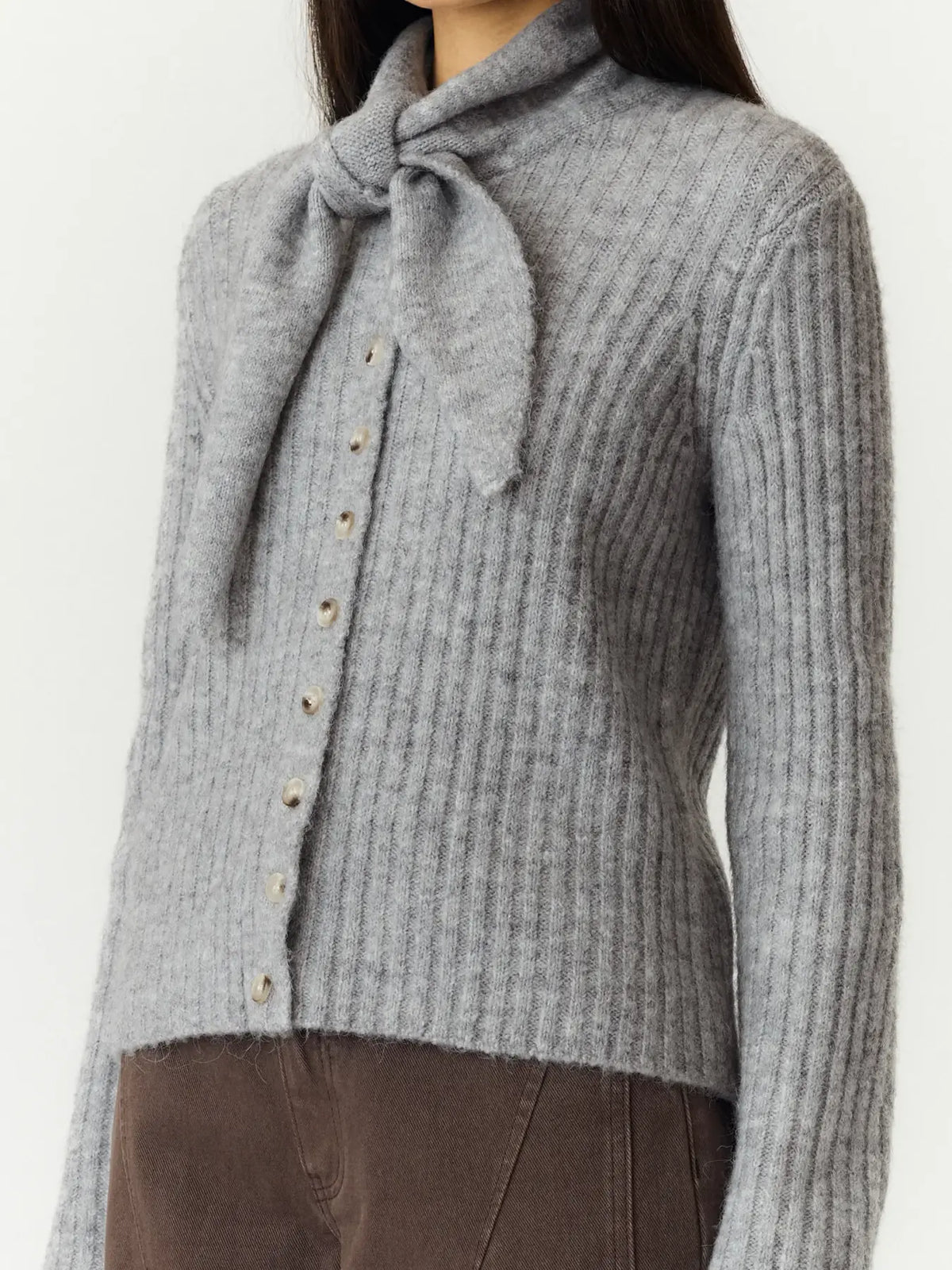 YAS Dolly Scarf Cardigan - Grey