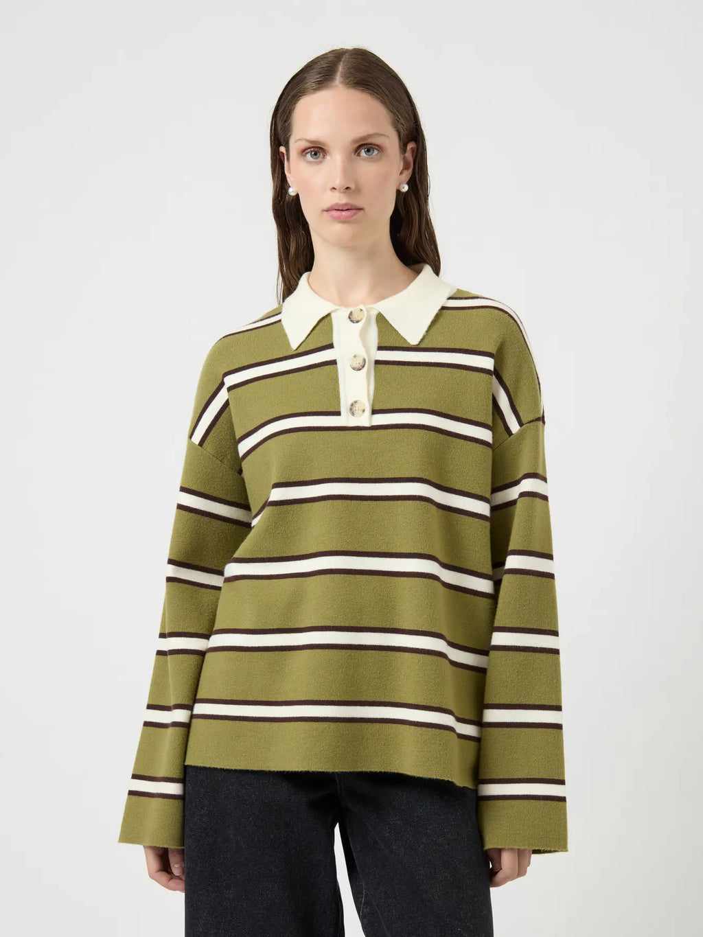 YAS Isabell Polo Knit Jumper - Green