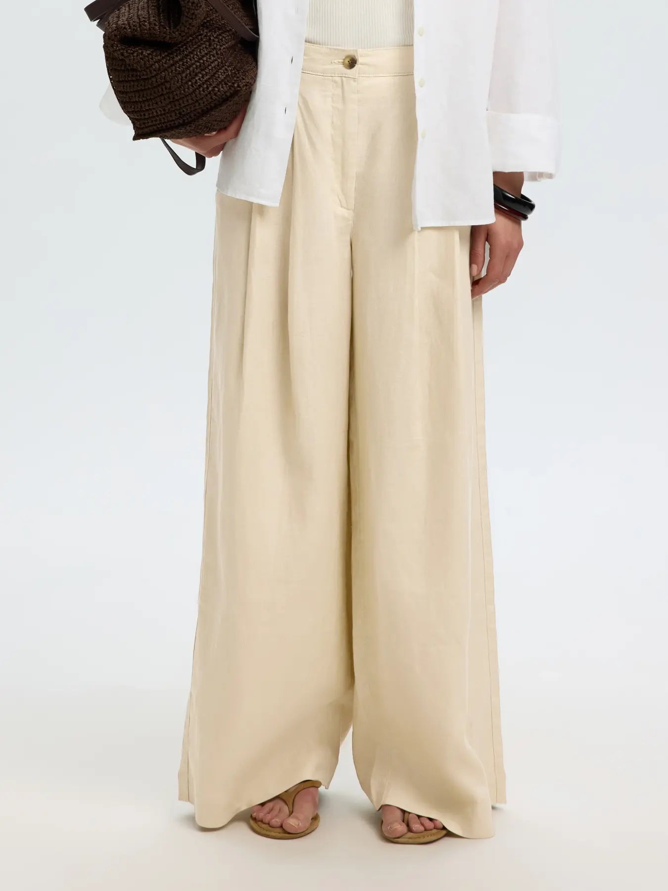 Selected Magna Wide Linen Trousers
