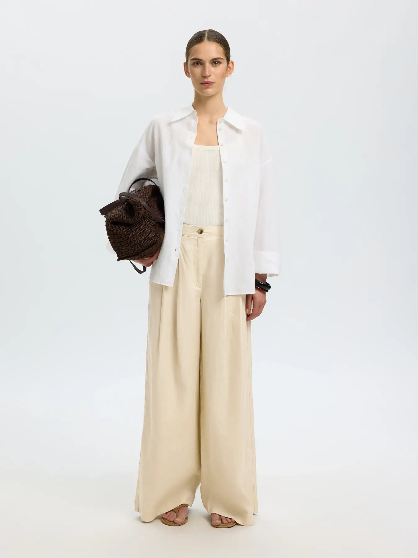 Selected Magna Wide Linen Trousers