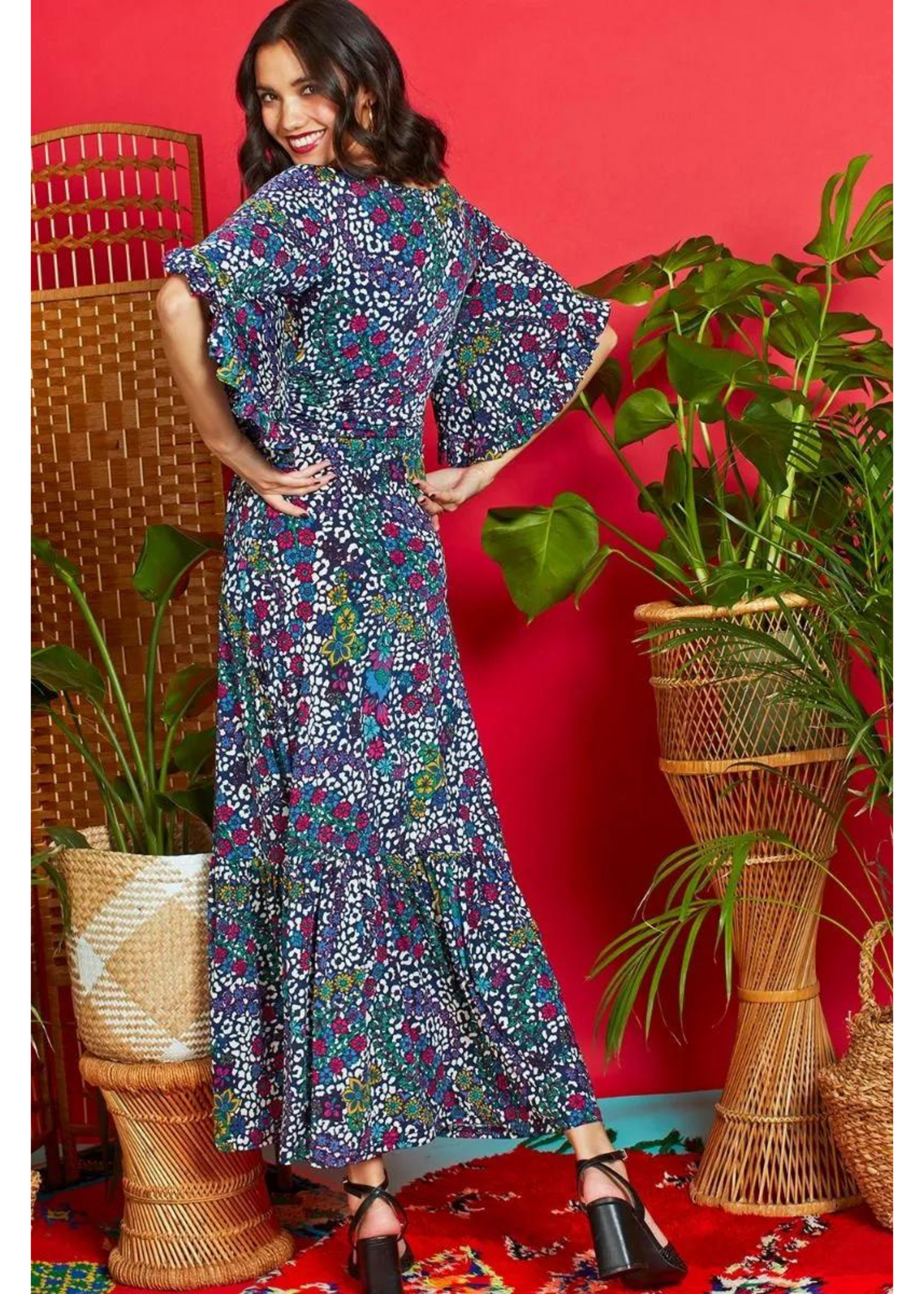 Mia floral wrap outlet maxi